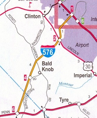 I-576 indicated on AAA's Pittsburgh map