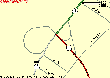 Map of the end of the Selinsgrove Bypass