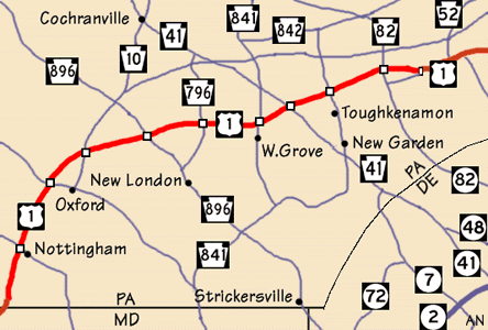 Map of the US 1 expressway