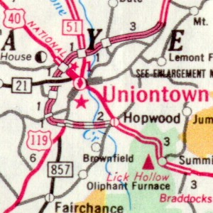 Proposed Uniontown Bypass in 1976