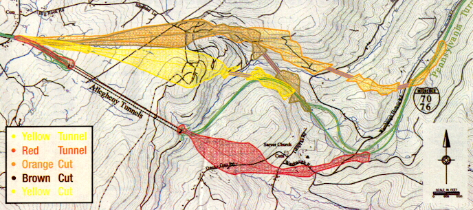 Five Proposed Alignments for the Allegheny Tunnel Project