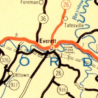 Clear Ridge Tunnel as indicated on the 1939 Department of Highways map