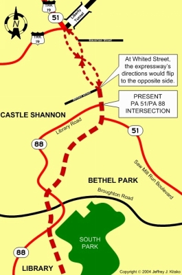 Detailed map of the South Hills Expressway