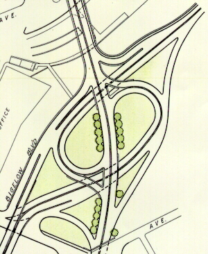 Drawing of the proposed interchange between the Crosstown Boulevard and Bigelow Boulevard