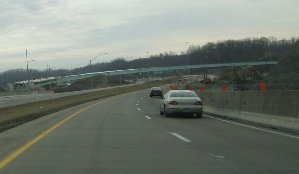 The future ramp from US 22/US 30 eastbound to I-79 northbound