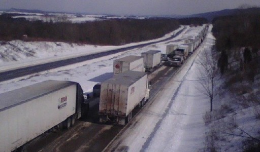 Eastbound traffic at a stand-still in Luzerne and Columbia Counties