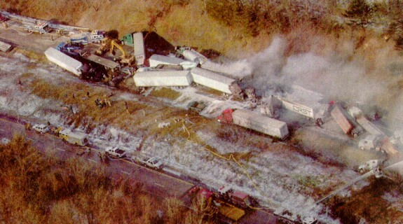 Scene of the pileup on I-80