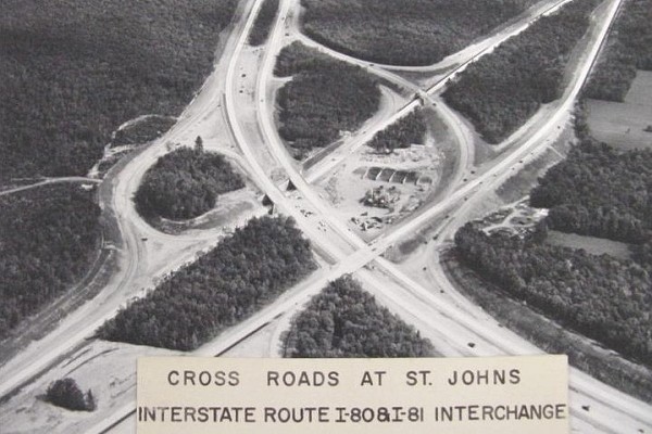 The I-81 interchange with I-80 in the 1960s