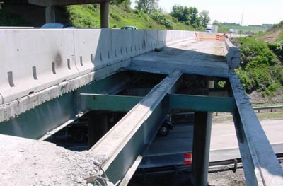 Demolition of the northbound bridge at I-83