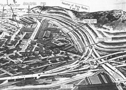 Drawing of proposed PA 28/PA 8 interchange