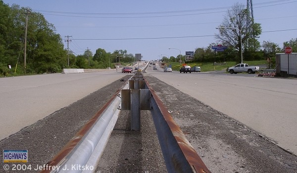Looking towards the active expressway and the US 1 cloverleaf