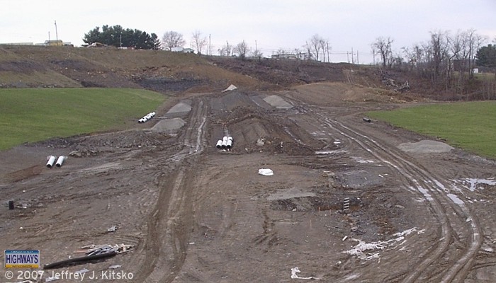 Facing northbound on the future alignment at the US 40 interchange