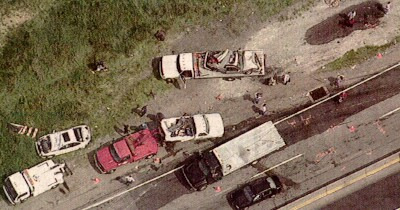 Aerial view of the accident scene