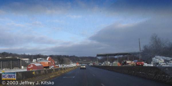 Construction continuing on the Warrendale Toll Plaza in March 2003