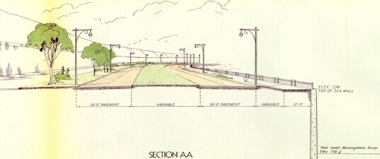 Cross section of what the Pitt Parkway would have looked like