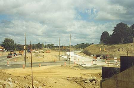 View of the interchange from the bridge in Fall 2002
