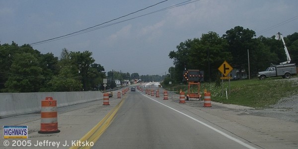 End of the four-lane section at Snyder Lane