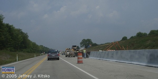 Installing the Jersey barrier north of Black Lick