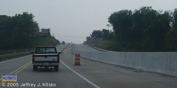 View of the completed highway just south of the Ridge Avenue intersection