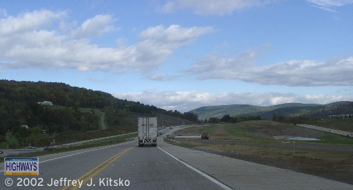 Northbound at the US 6 interchange during construction of the second set of lanes