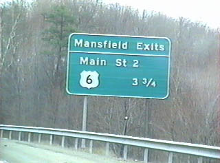 Exit signage on US 15 for the Mansfield Bypass