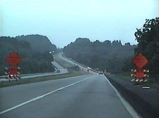 Construction signs on the expressway