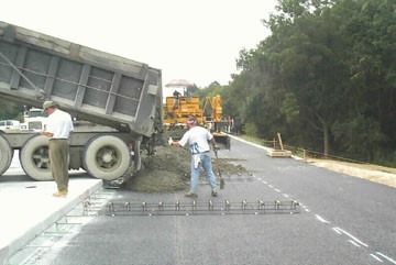 Pouring the concrete for the new highway