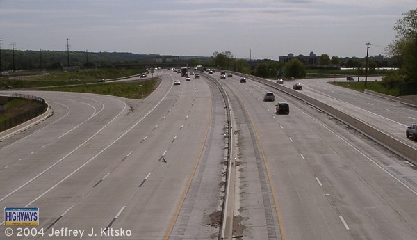 Looking southbound from the Old Eagle School Road overpass onto the rebuilt section