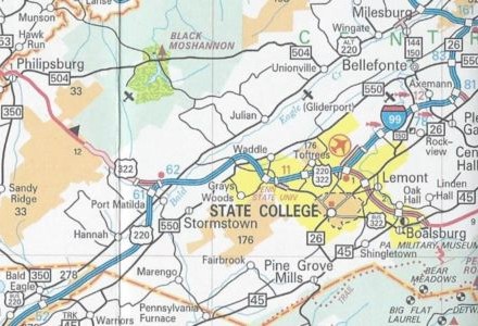 Interstate 99 is completed between Bald Eagle and State College and signed from there to Interstate 80 on the 2009 official road map.