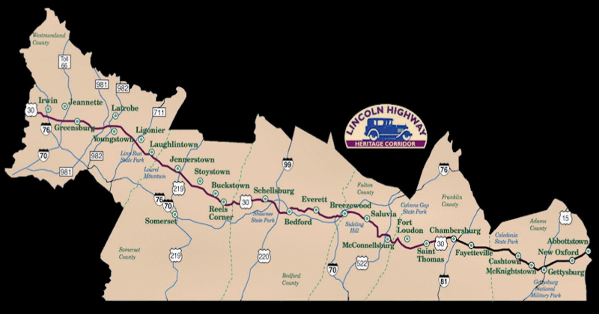 Map of the Lincoln Highway Heritage Corridor (LHHC) of which I would be on the board of directors.