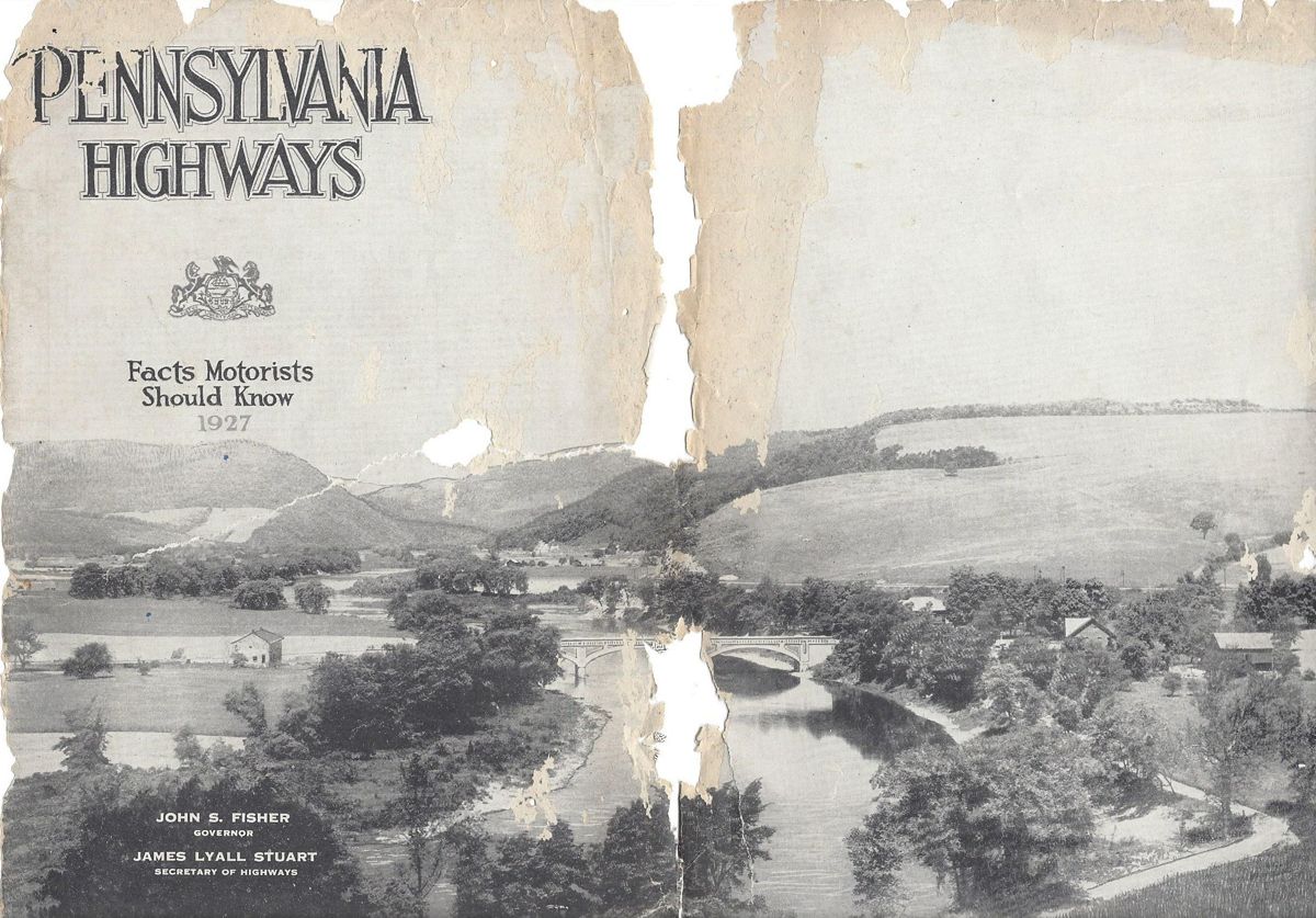 Cover of the booklet entitled Pennsylvania Highways from 1927.