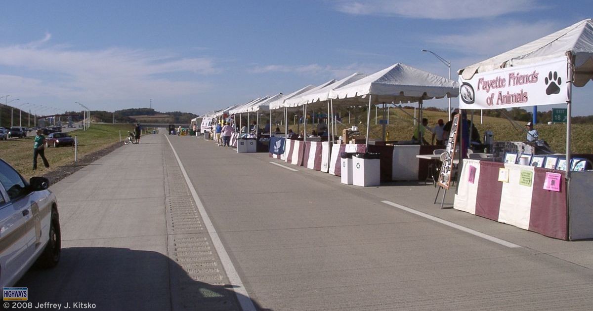 Vendors of all kinds line the northbound lanes of PA Turnpike 43 for Community Day on the Expressway.