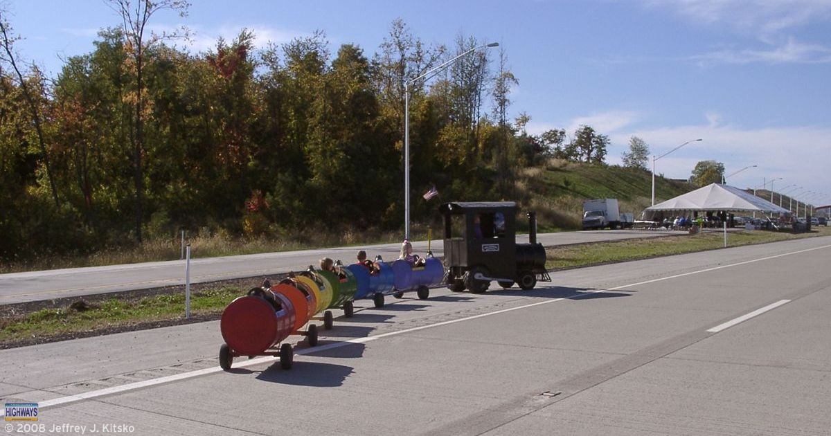 The Rainbow Express trackless train was one of several activities for children during Community Day on the Expressway.