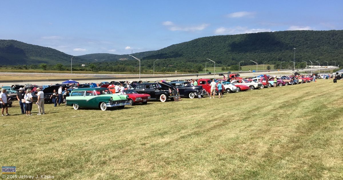 Vehicles from various eras and states on display at the Pennsylvania Turnpike 75th Birthday Car Show