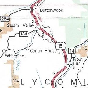 US 15 completed as an expressway through Lycoming County on the 2011 official road map