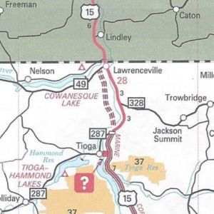US 15 under construction between PA 287 and PA 49 on the 2006 official road map.