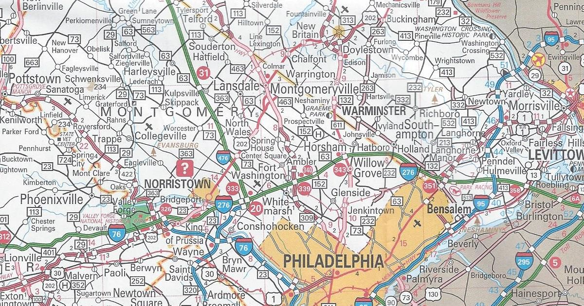 US 202 parkway in Montgomery County completed from PA 63 to PA 463 on the 2012 official road map