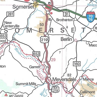 US 219 is indicated as completed on the 2019 official road map