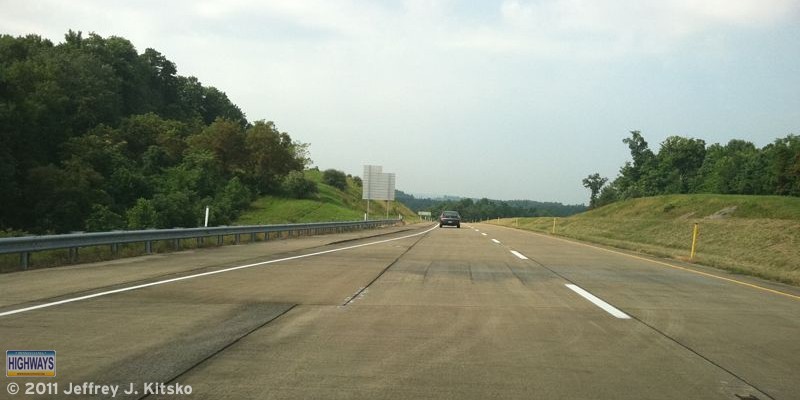 Entering PA Turnpike 43 northbound via the off-ramp at Exit 2