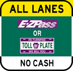 All Lanes No Cash sign