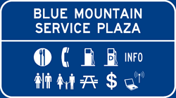 Blue Mountain Service Plaza sign