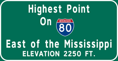 Highest Point on I-80 East of the Mississippi sign