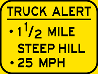 I-376 Green Tree Hill Truck Alert sign