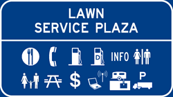 Lawn Service Plaza sign