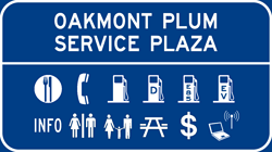 Oakmont Plum Service Plaza sign