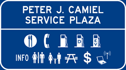 Peter J. Camiel Service Plaza sign