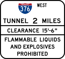Squirrel Hill Tunnel Restrictions sign