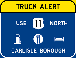 US 11 Truck Information sign