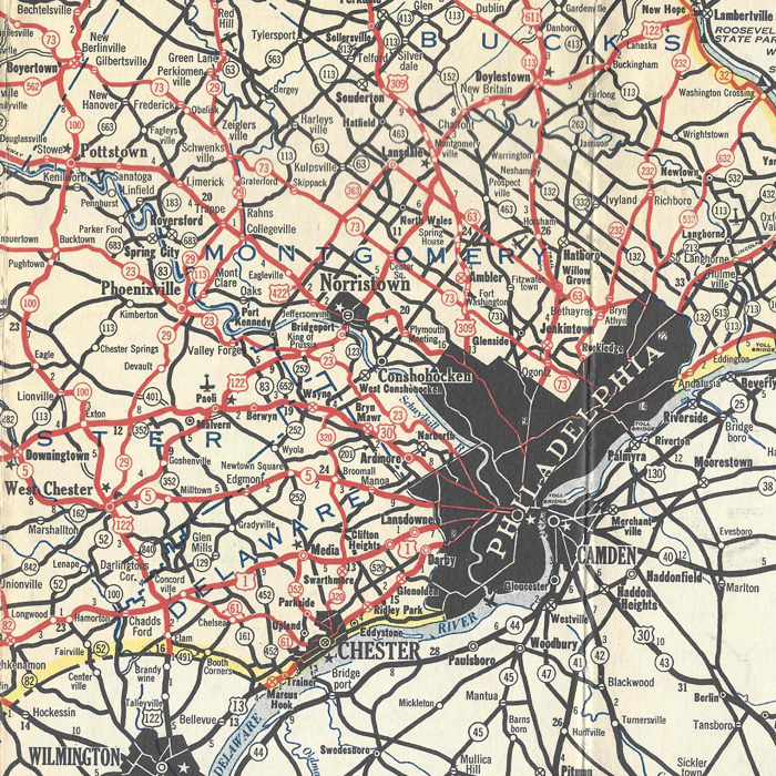 Map of US 122's original route in 1934