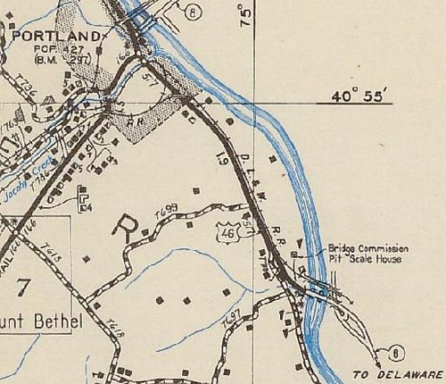 Map showing the path of US 46 in Pennsylvania from 1941